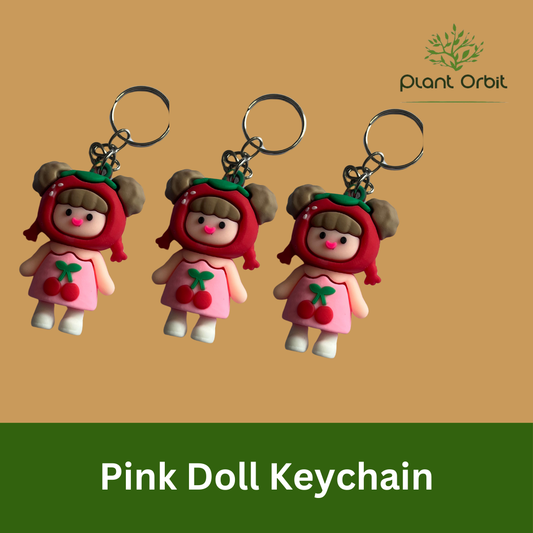 Pink doll keychain