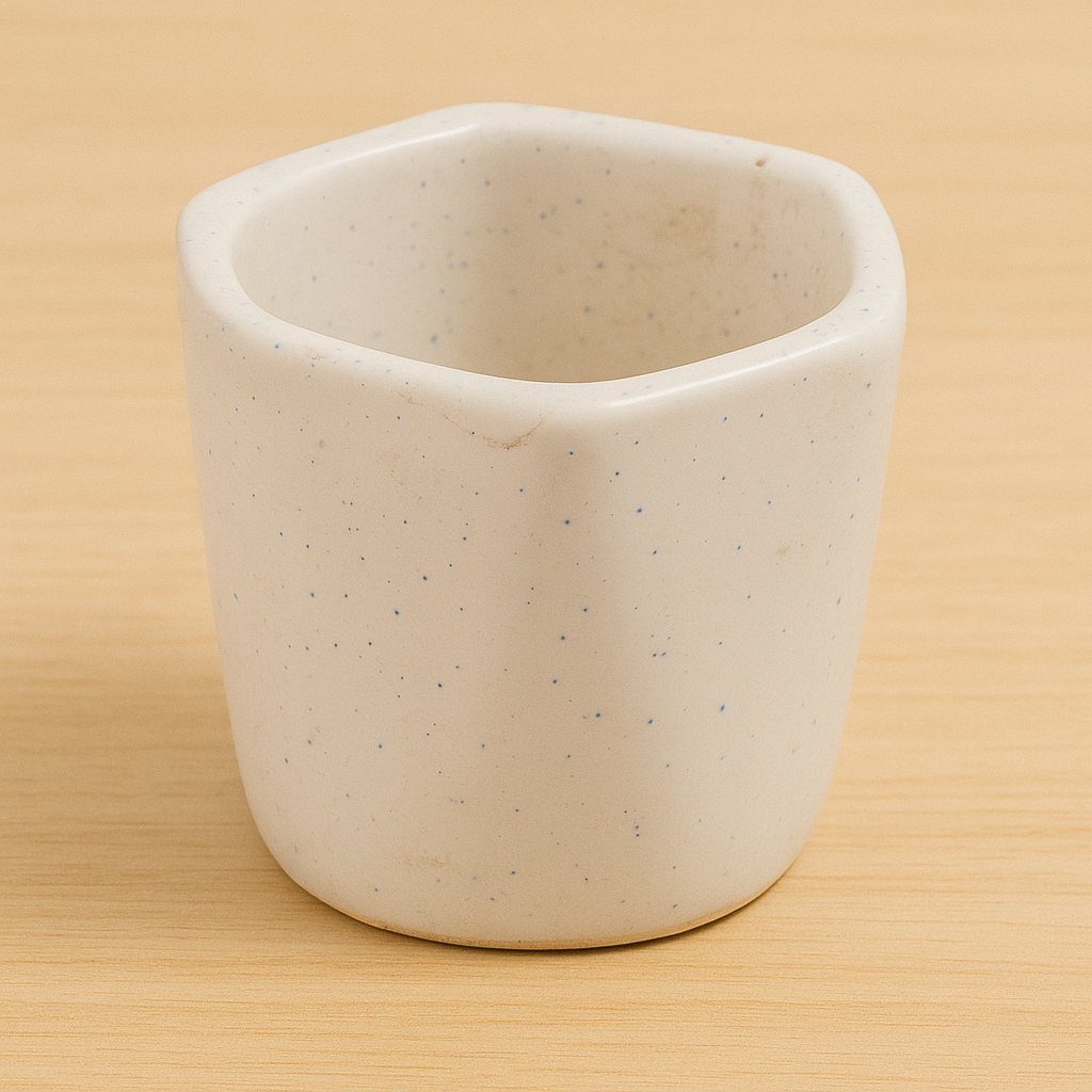 White Blue Dots Hexa Ceramic Planter