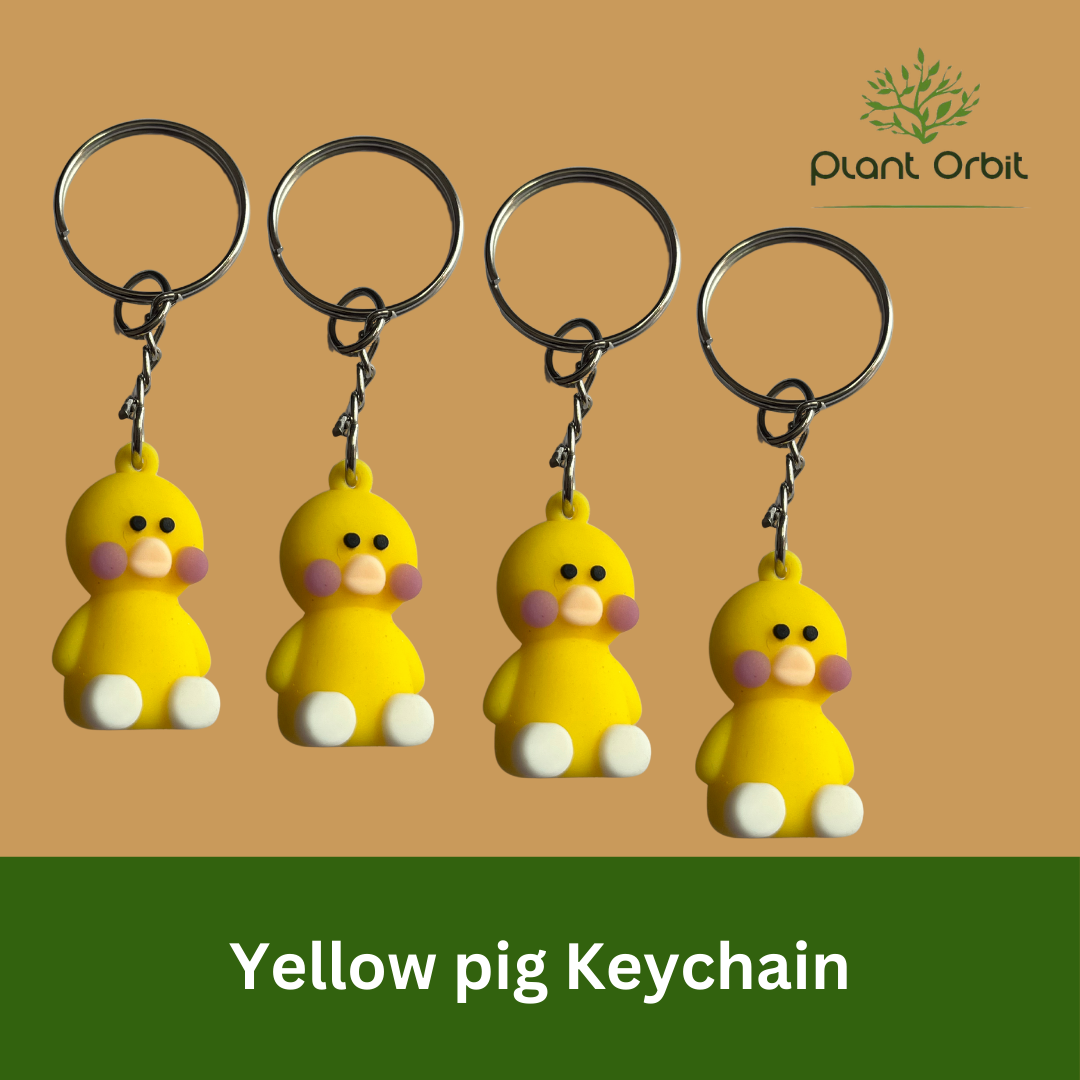 Yellow pig keychain