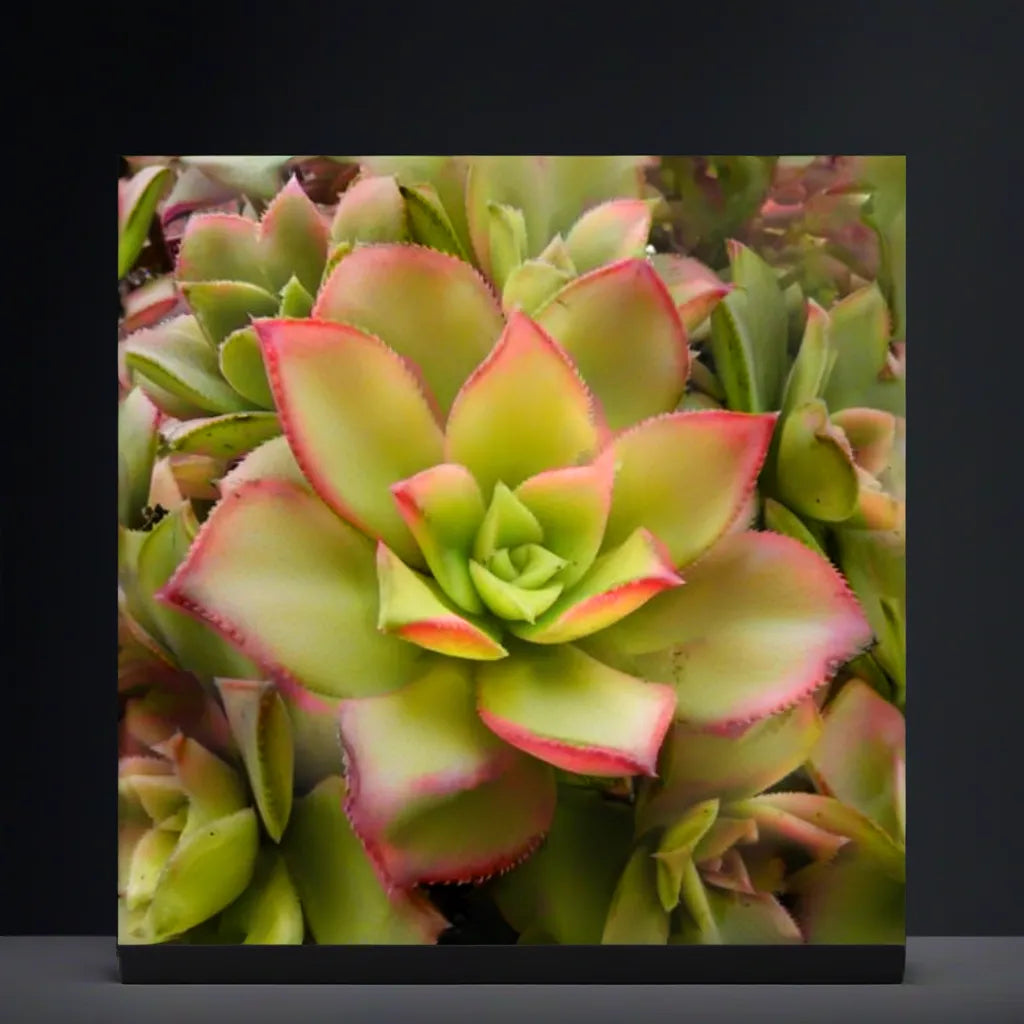 Close-up of Aeonium Kiwi’s rosette leaves, which turn vibrant pink in sunlight; a low-maintenance succulent ideal for warm climates