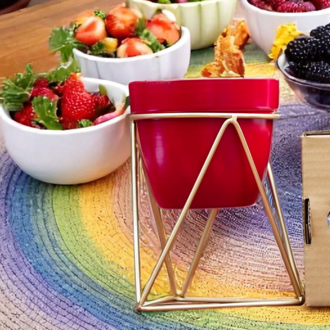 Red Planter in Golden Stand 1113 D