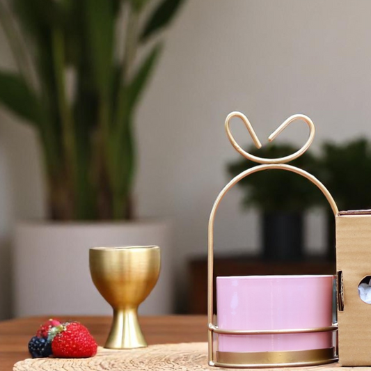 Pink Metal pot with Golden stand 1084 B