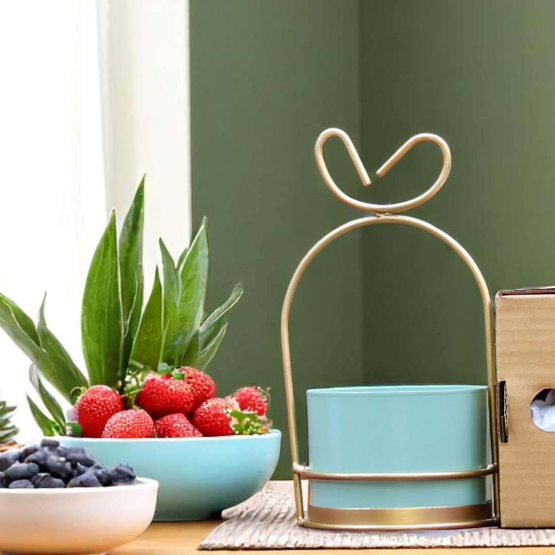 Hanging Blue Metal Planter 1084 C