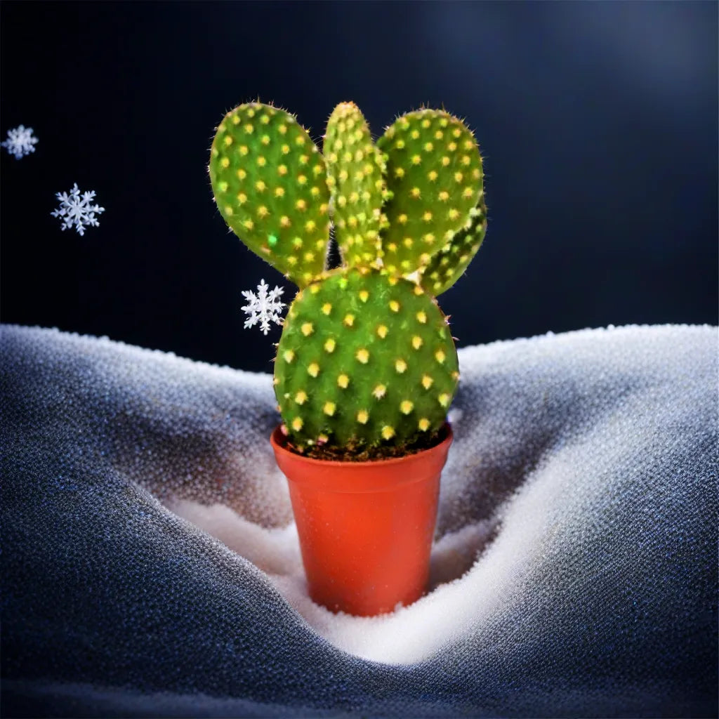 Potted Bunny Ear Cactus with distinctive yellow accents, ideal for bringing a cheerful touch to any space.