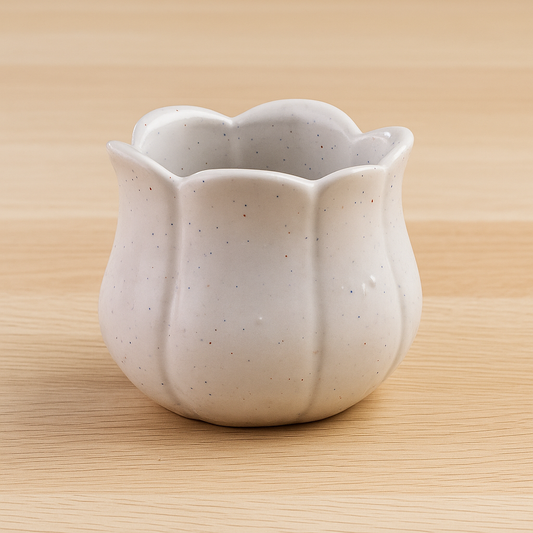 White Flower Big Cup Ceramic Planter