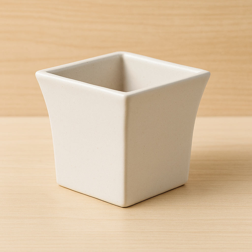 White Ceramic Cubic Pot