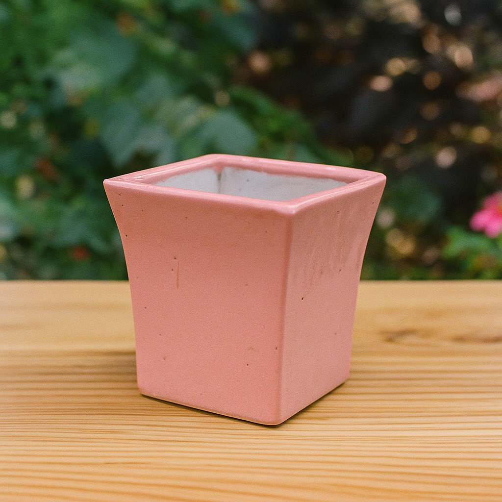 Pink Ceramic Cubic Pot