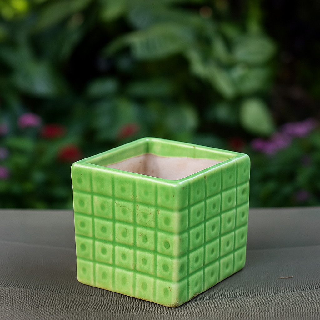 Green Square Ceramic Planter