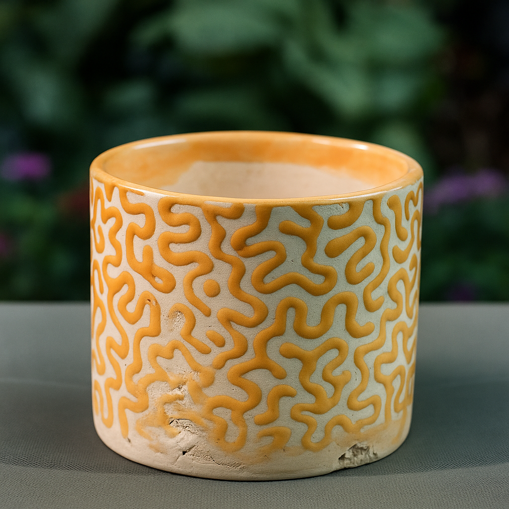 Orange Cylindrical Ceramic Pot