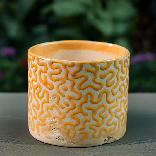 Orange Cylindrical Ceramic Pot