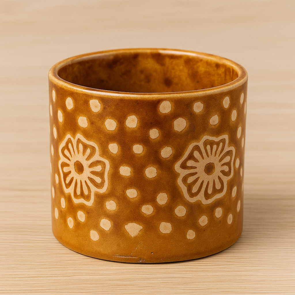 Brown Cylindrical Flower Pot