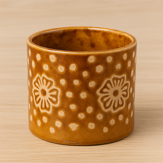 Brown Cylindrical Flower Pot