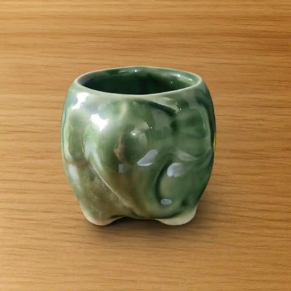 Small Dark Green Elephant Ceramic Planter