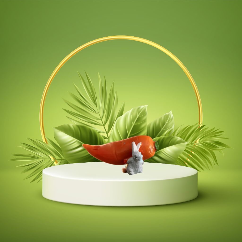 Cute Rabbit With Carrot Miniature (M-230)