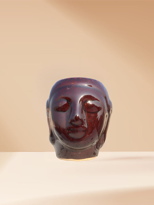 Dark Brown Buddha Ceramic Planter