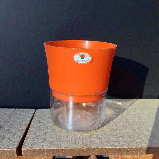 Dark Orange Self Watering Pot