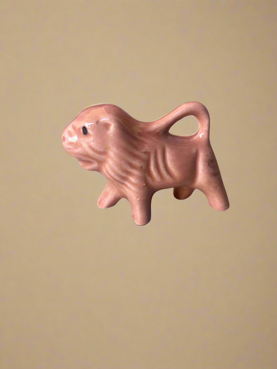 Pink lion ceramic Miniature