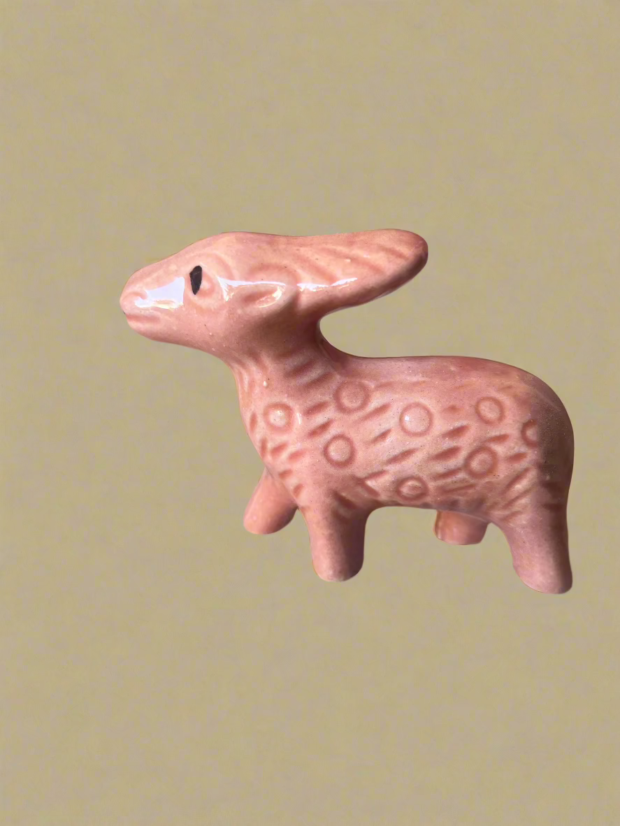 Deer pink ceramic miniature