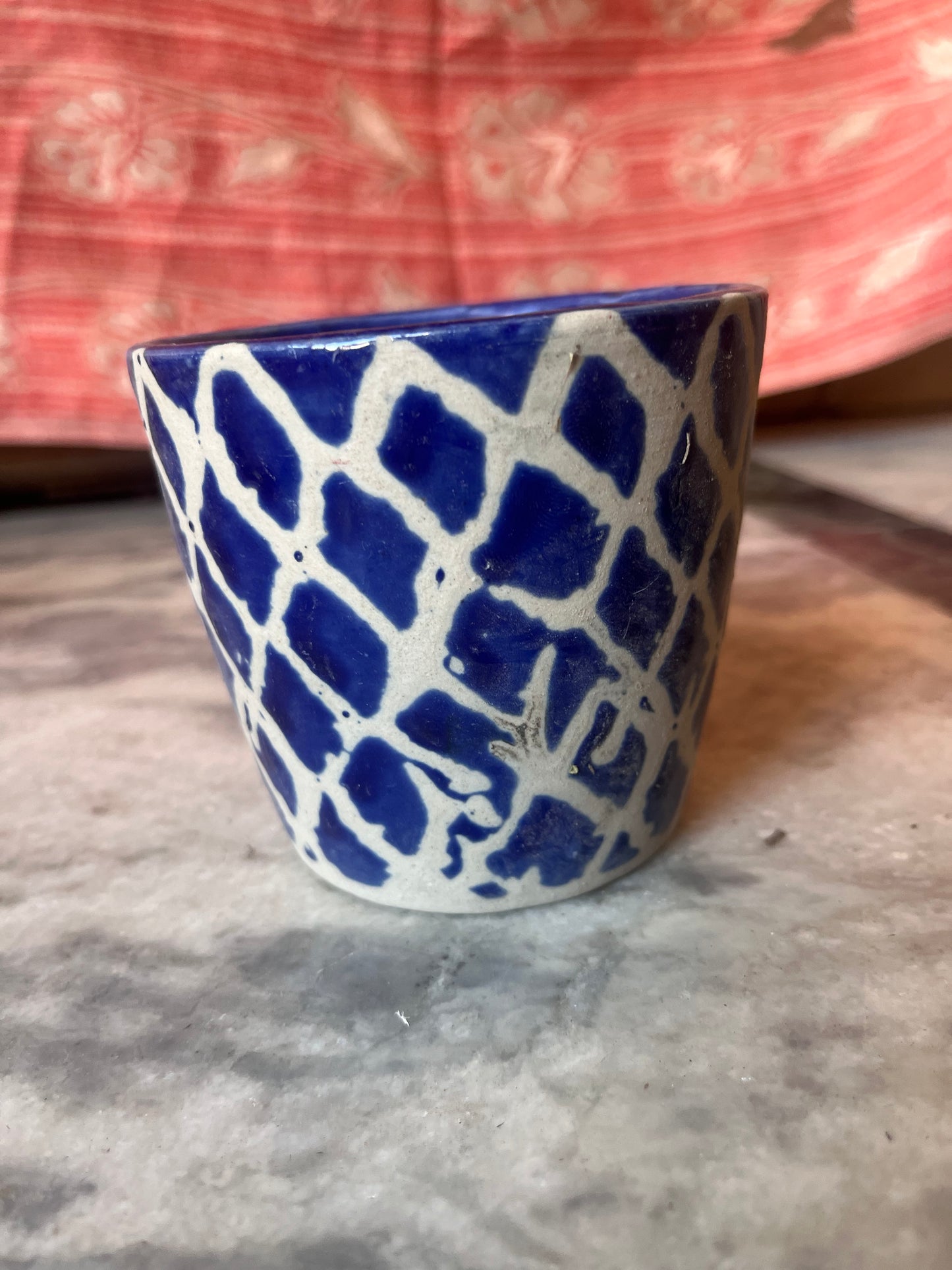 Round blue shed cup