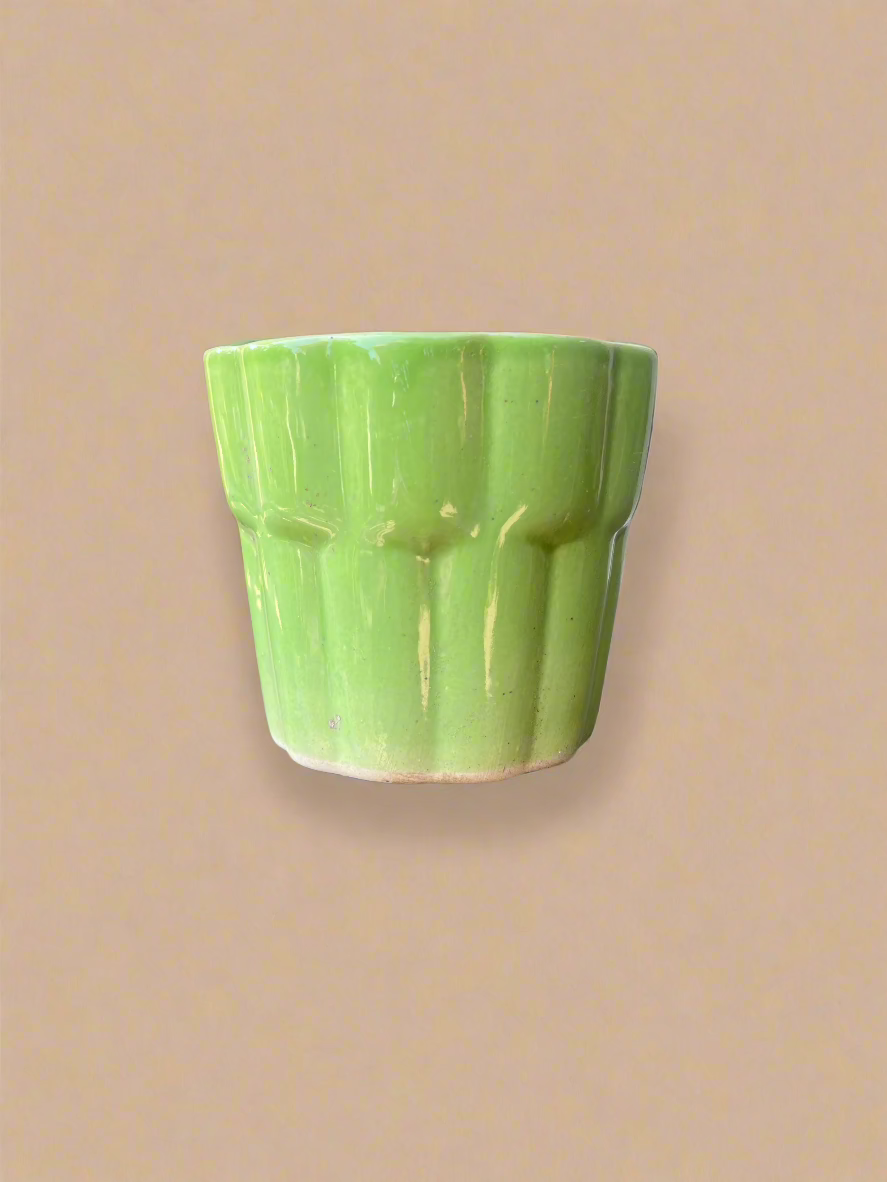 Round Green ceramic planter