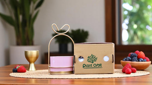 Pink Metal pot with Golden stand 1084 B