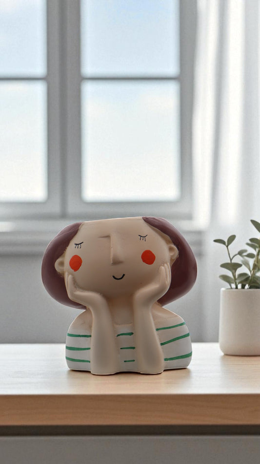 Sleeping Girl Resin Planter
