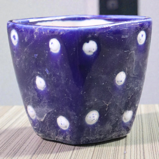 Purple Ceramic Pot with White Dots (3 inch)