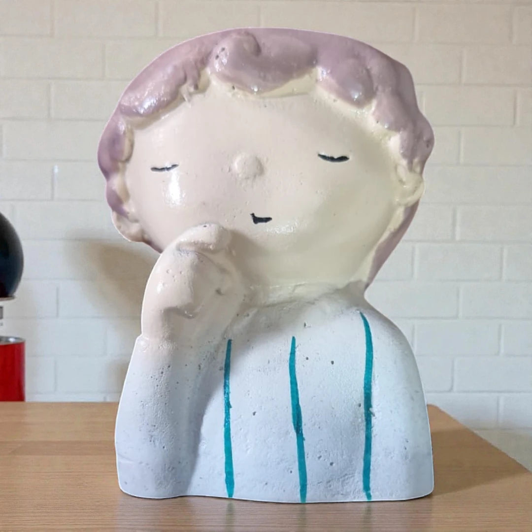 Cute Boy Sleeping Resin Planter