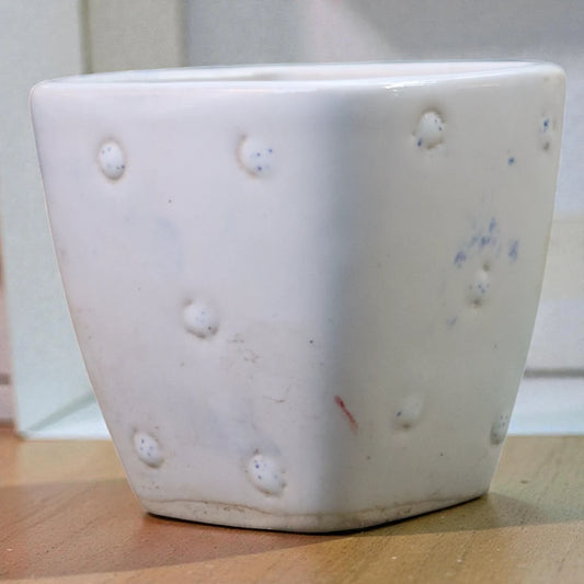 Plain White Pot With White Dots