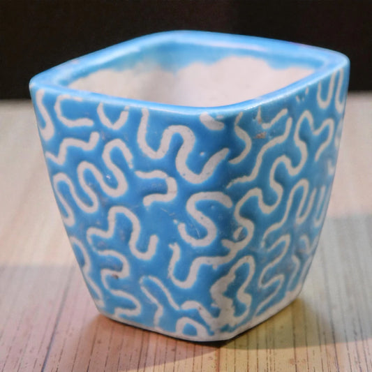 Blue Designer Ceramic Pot with White Design