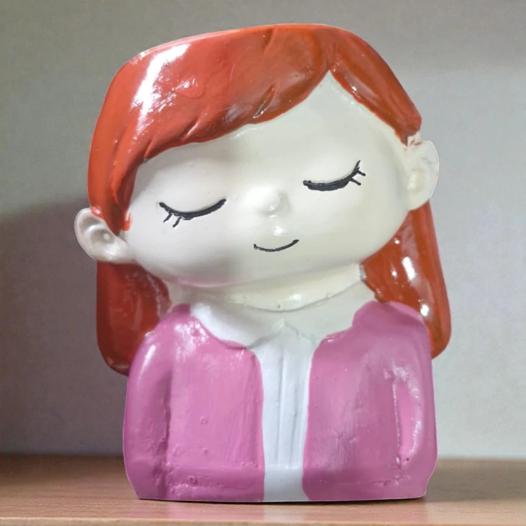 Pink Office Girl Planter