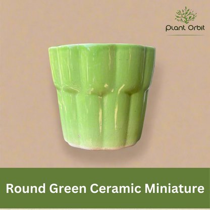 Round Green ceramic planter