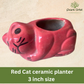 Red cat ceramic planter