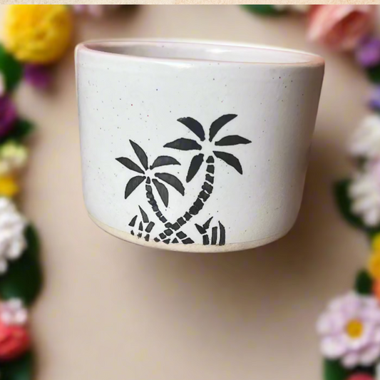 White leave cup pot