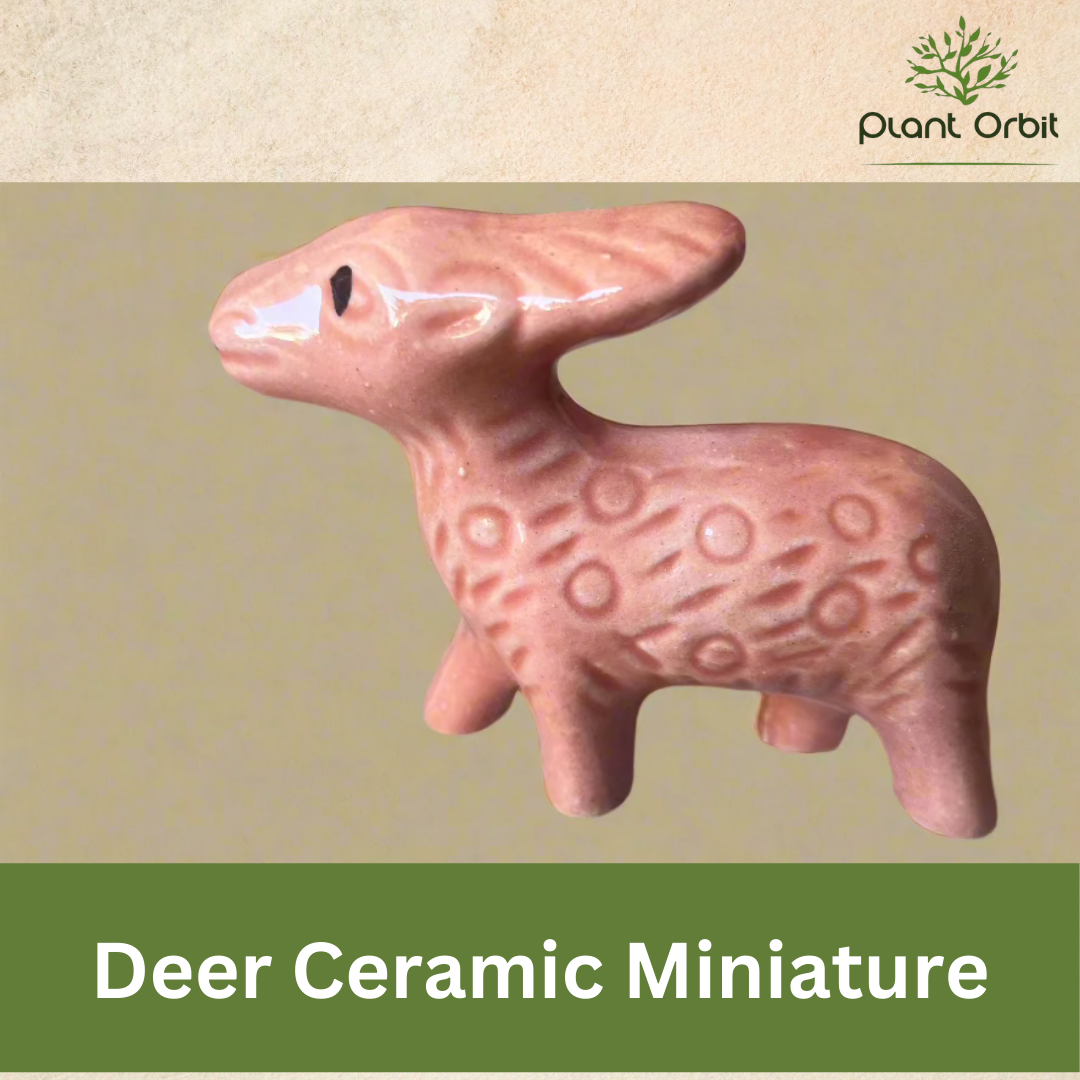 Deer pink ceramic miniature