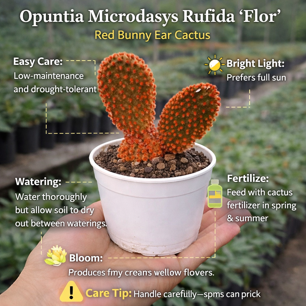 Opuntia Microdasys Rufida Flor ( Red Bunny Ear ) (Bare Rooted)