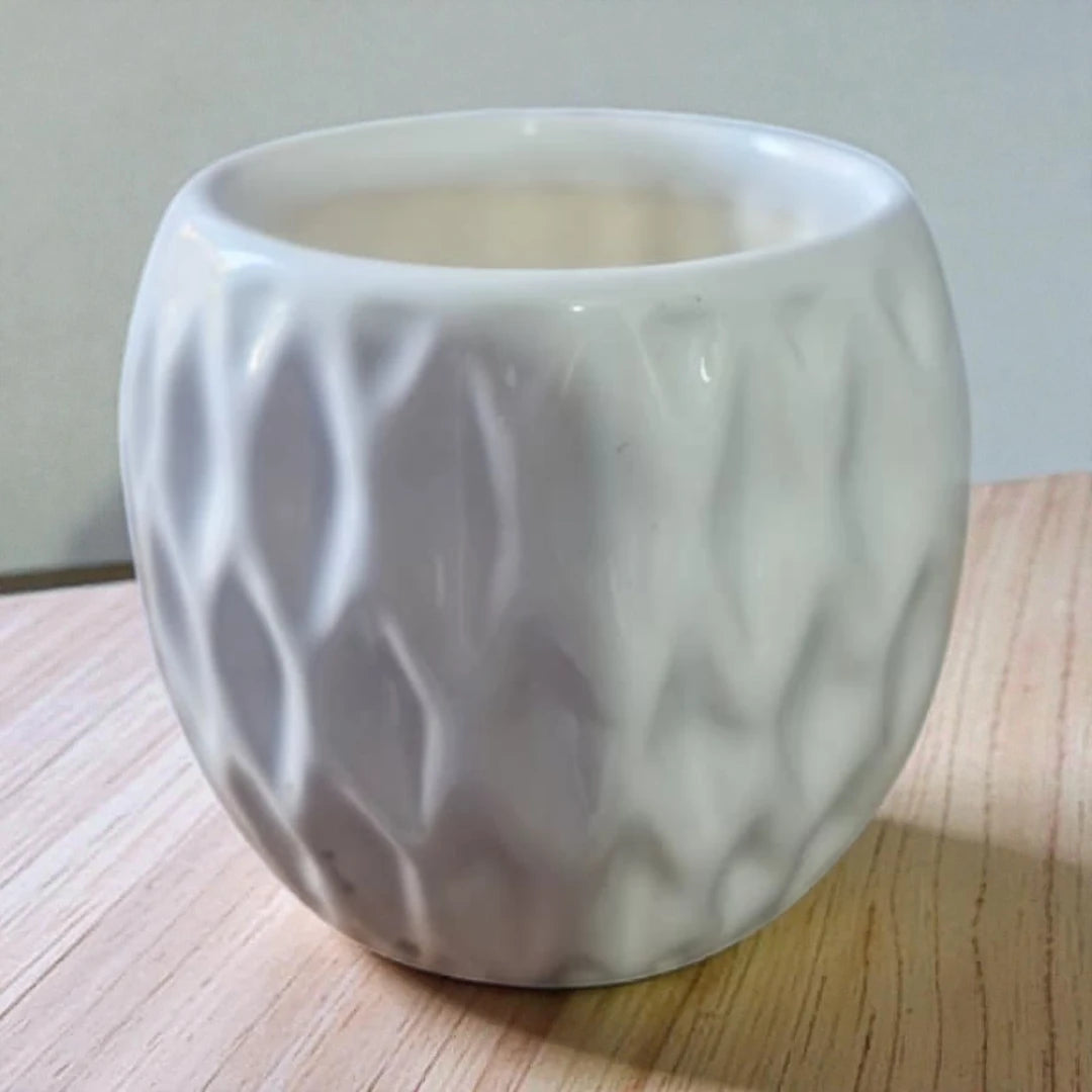 Small diamond circle white ceramic pot, 3 inch, by Plant Orbit
