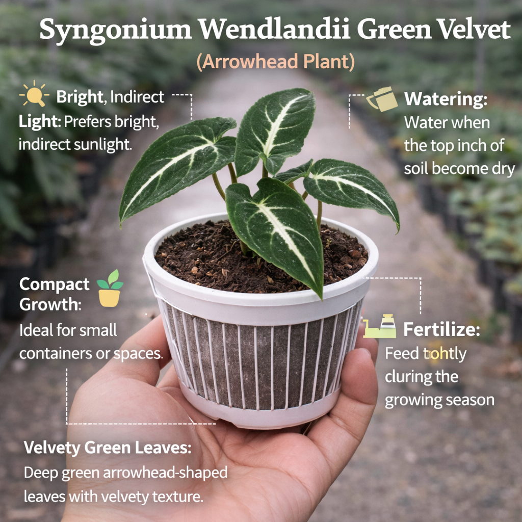 Syngonium Wendlandii Green Velvet net pot