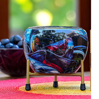 Dark Blue Designer Apple Meena Metal Pot 1006 BO
