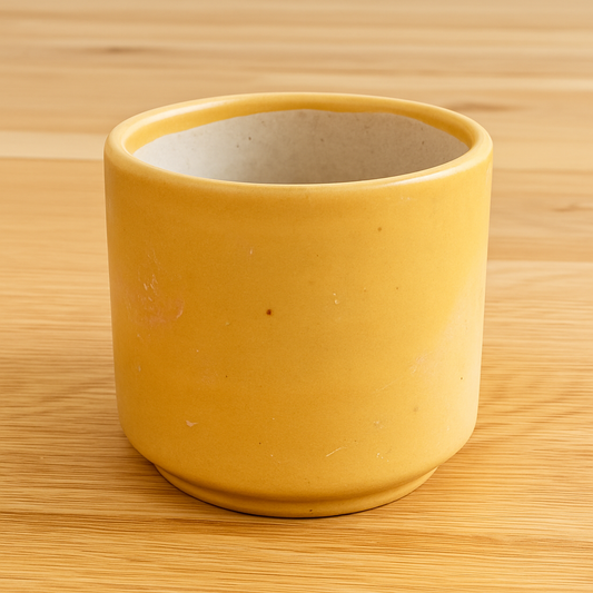 Cream Plain Cylindrical Ceramic Pot