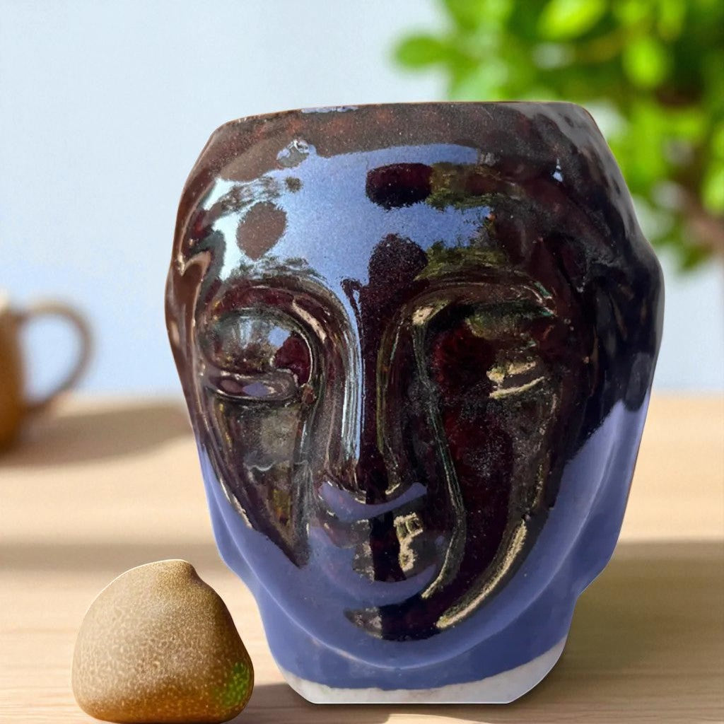 Dark Brown Buddha Ceramic Planter
