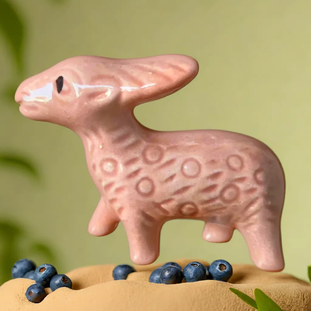 Deer pink ceramic miniature