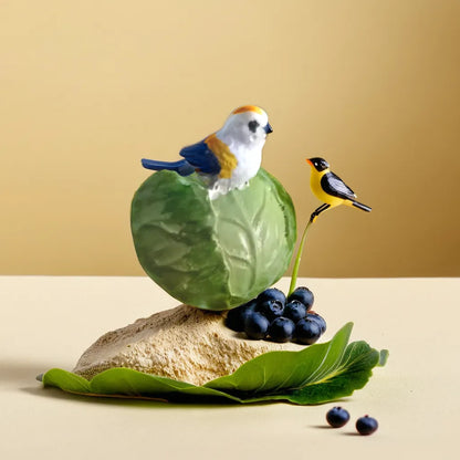 Mini Bird On Log Miniature (M-229)