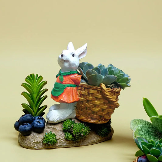 Rabbit With Basket Planter