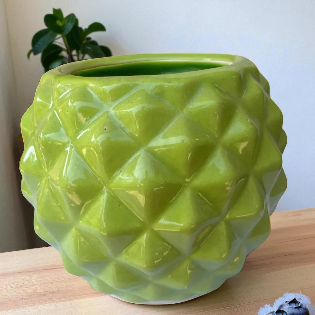 Green Diamond Ball Ceramic Planter