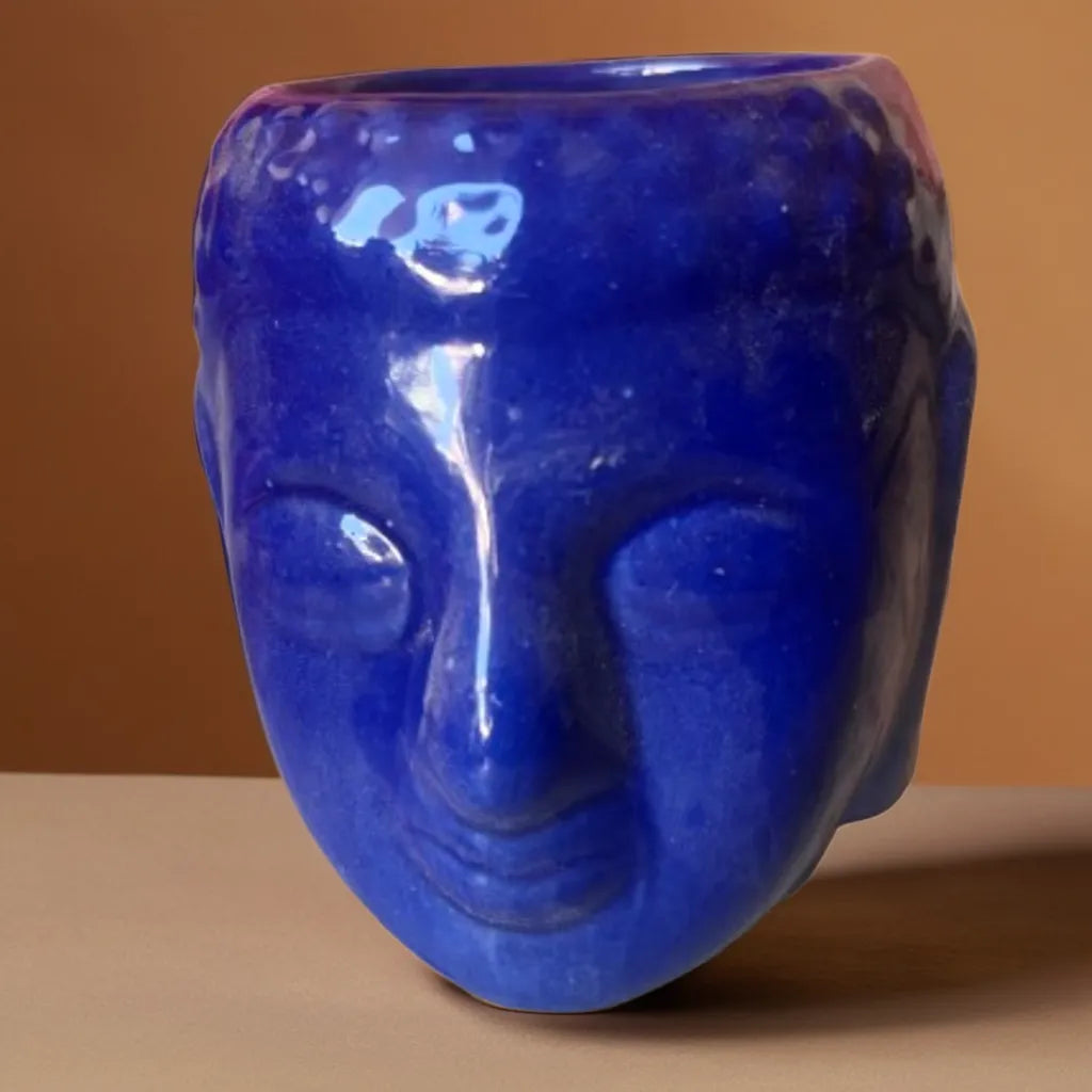 Blue buddha ceramic planter