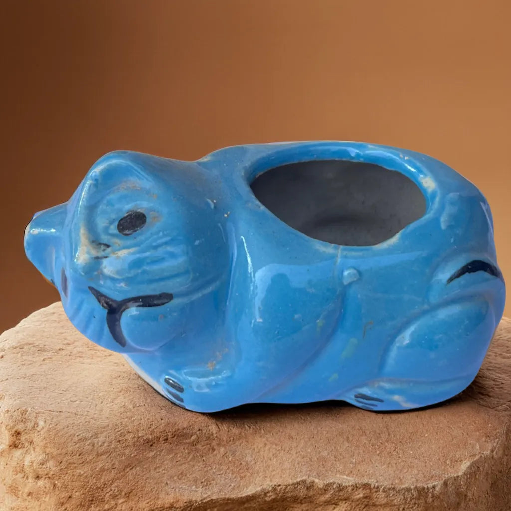 Blue Cat Ceramic Planter