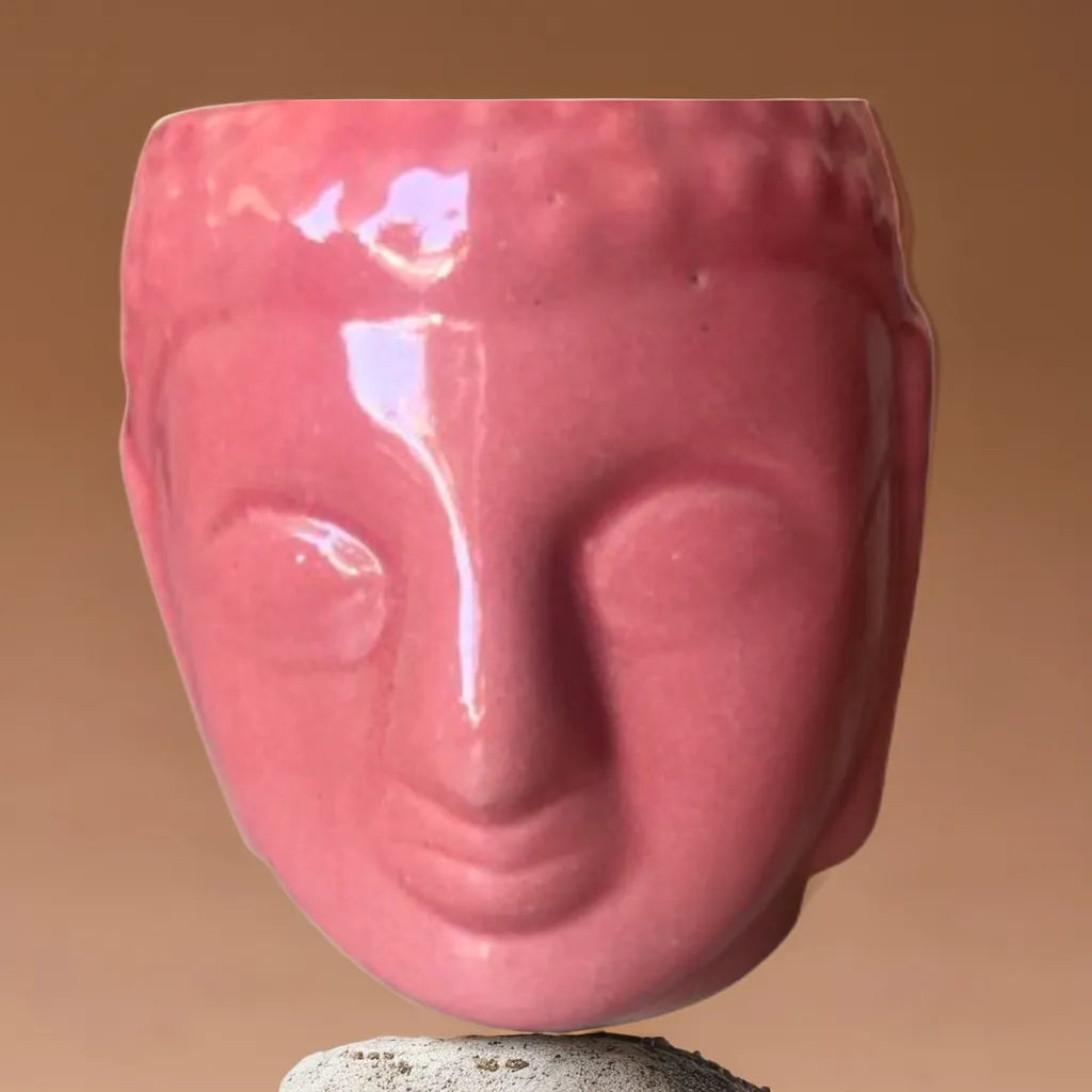 Pink buddha ceramic planter