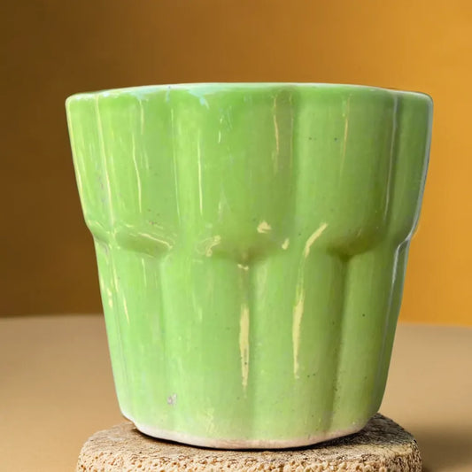 Round Green ceramic planter