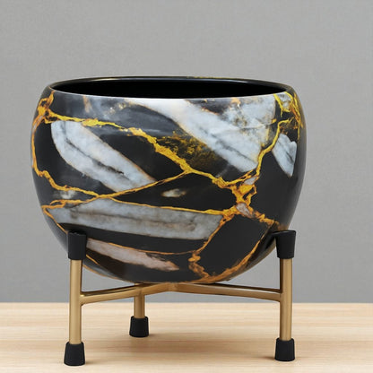 Black & White Marble Apple Meena Pot 1006 T